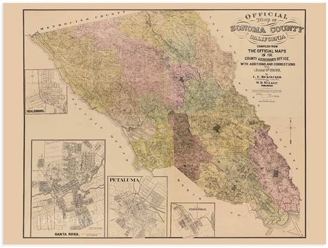 1900 Sonoma Map Vintage Sonoma County California Map Old - Etsy