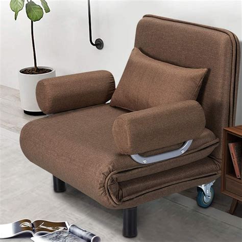 Erommy Convertible Sofa Bed Sleeper Chair Folding 5 Position Arm Chair Sleeper w/Pillow ...