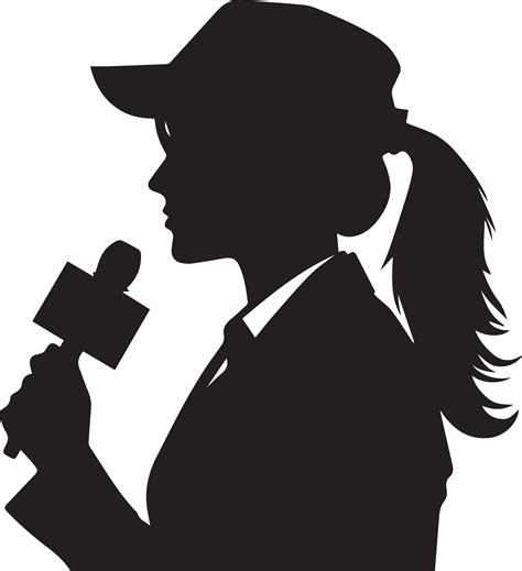 Female News Reporter Vector silhouette illustration 34212696 Vector Art ...