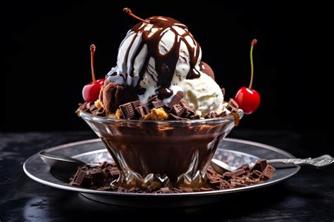 Premium AI Image | Chocolate Sundae with Ice Cream