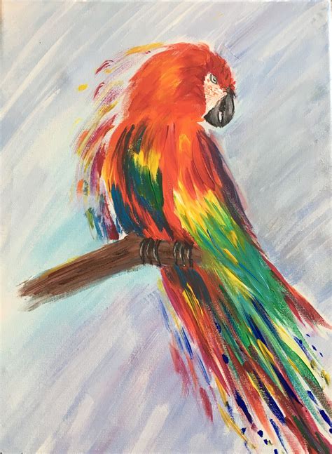 Parrot painting acrylic | Parrot painting, Painting, Art