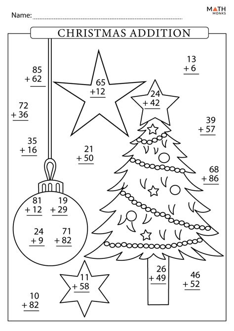 Christmas Addition Worksheets with Answer Key