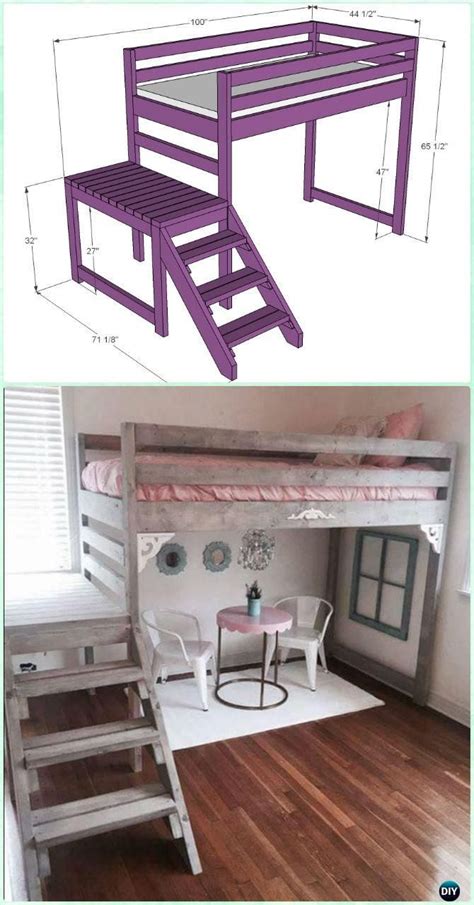 DIY Camp Loft Bed with Stair Instructions-DIY Kids Bunk Bed Free Plans ...