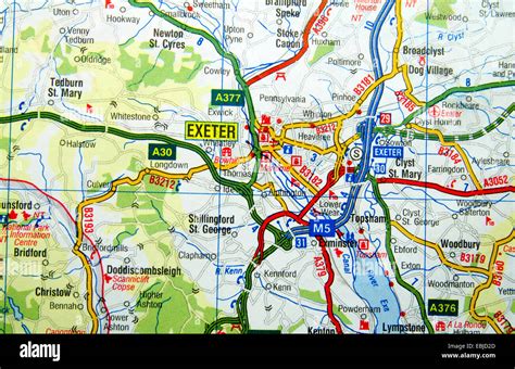 Road Map of Exeter, Devon, England Stock Photo - Alamy