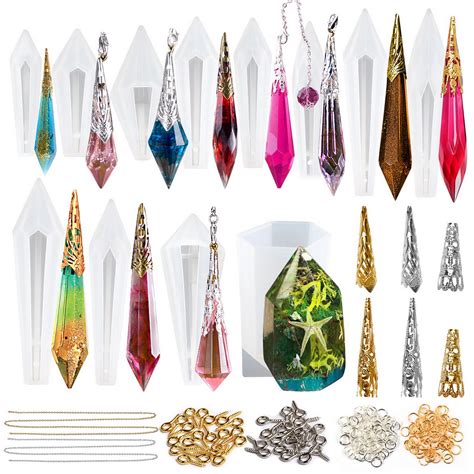 Pendulum Crystal Point Resin Silicone Molds Set Jewelry Casting 220-Ki ...