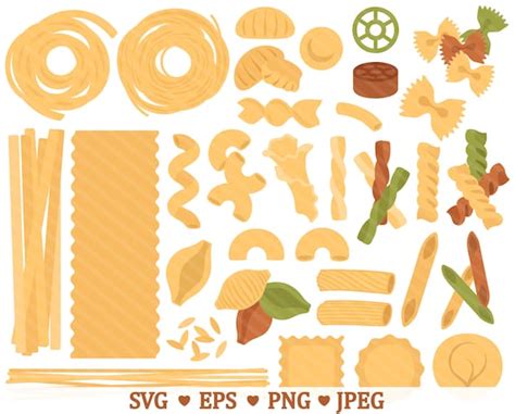 Pasta SVG Clipart Food Cooking Macaroni Noodle Rigatoni | Etsy