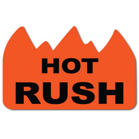 "HOT RUSH" Flame Shaped Warning Stickers