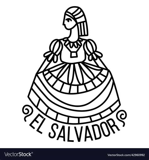 El salvador woman traditional clothing stroke Vector Image