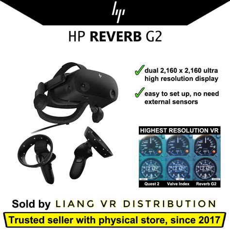 HP Reverb G2 (with v2 Cable) - 4K Resolution VR for PC Gaming (Original Set by Liang VR ...