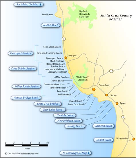 Santa Cruz Beaches Map | Living Room Design 2020