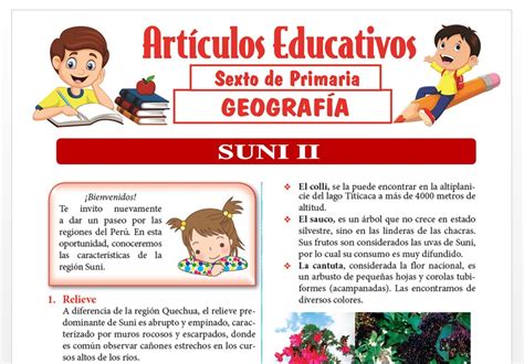 La Región Suni (Segunda Parte) para Sexto de Primaria