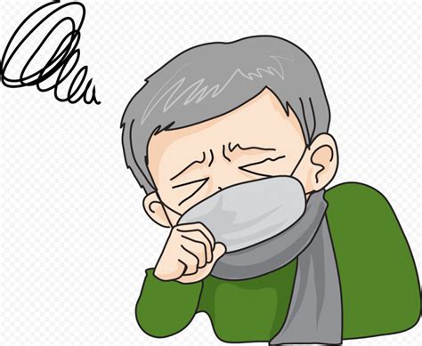 Old Man Coughing Cough Sick Flu Wear Mask Cartoon | Citypng