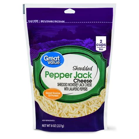 Great Value, Shredded Pepper Jack Cheese, 8 Oz. - Walmart.com - Walmart.com