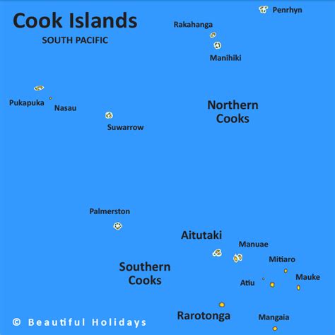 Cook Islands Map Showing Main Tourist Regions | Island map, Cook islands, South pacific islands