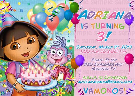 Dora the Explorer Birthday Invitation $11 | Explorer birthday party ...