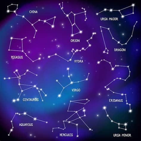 Free Vector | Realistic night sky poster with constellations