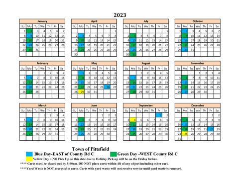 2023 Garbage and Recyling Schedule - Town Of Pittsfield