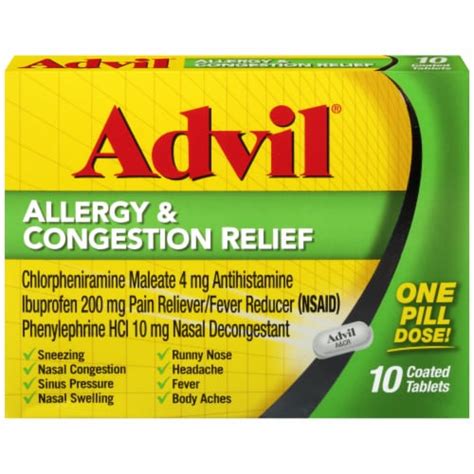 Advil Allergy and Congestion Relief Chlorpheniramine Maleate Medicine ...