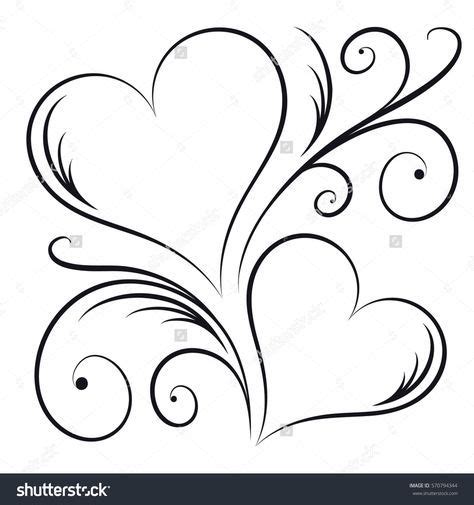 Two Hearts Swirl Elements Stock Vector (Royalty Free) 570794344 ...