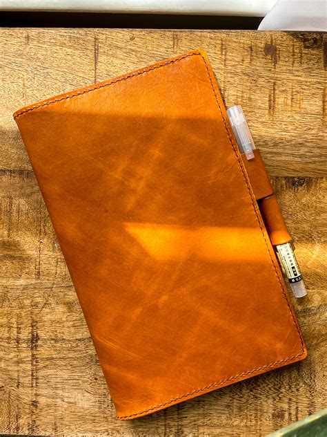 Handmade Leather Notebook Cover w/ Large Moleskin Notebook & Fine-Tip Pen : r/crafts