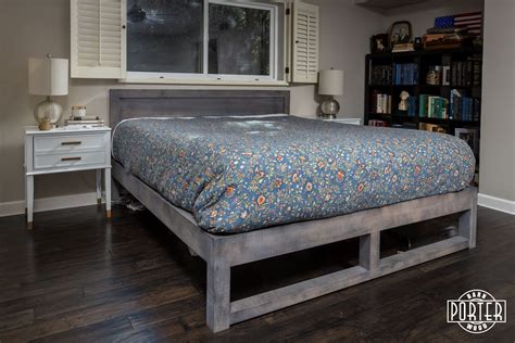 Custom Grey Mixed Hardwoods Bed Frame | Porter Barn Wood