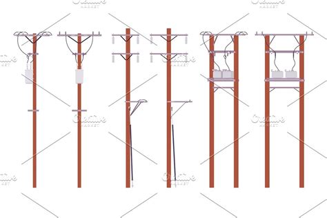 electric poles and wires on white background