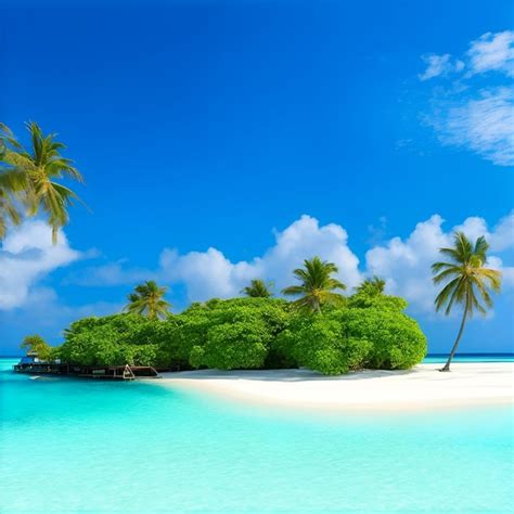 Premium AI Image | Maldives tropical island with palm tree