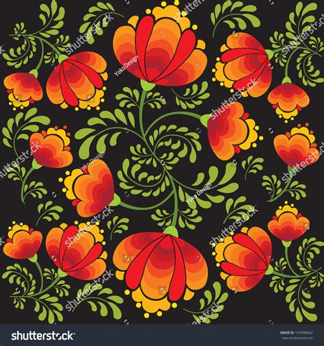 Russian National Floral Pattern Traditional Brand Stock Vector 107998562 - Shutterstock