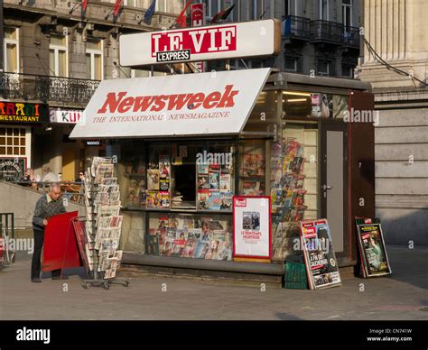 Newsstand selling international newspapers and magazines in Brussels, Belgium Stock Photo - Alamy