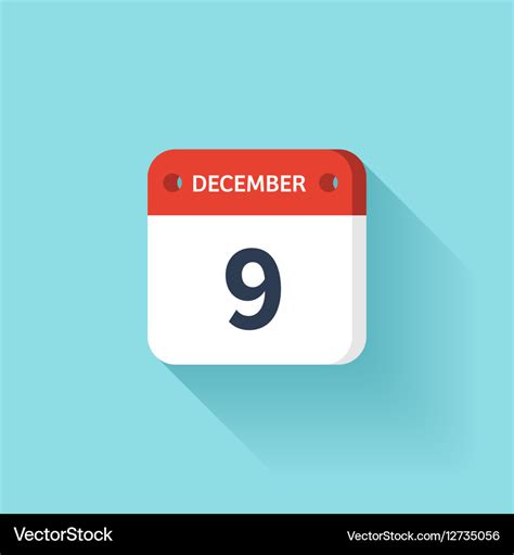 December 9 isometric calendar icon with shadow Vector Image