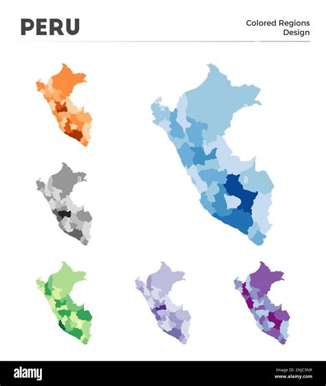 Peru map collection. Borders of Peru for your infographic. Colored ...