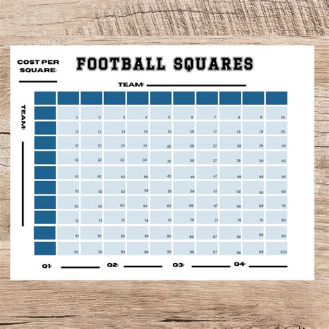 Football Party Games/ Football Squares/football Squares Template/football Grids/football Bet ...