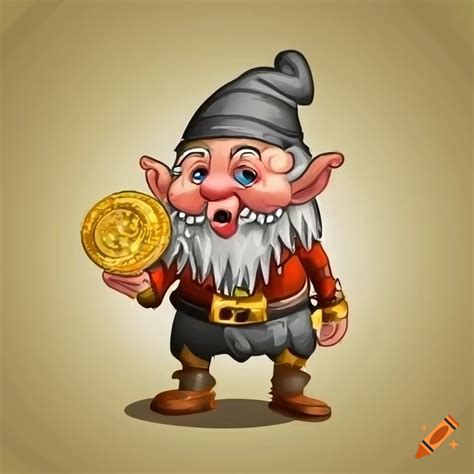 Cartoon dwarf with gold coins on Craiyon