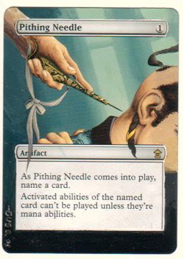 MTG Artist's Guild: Borderless Pithing Needle, by Gus Schade