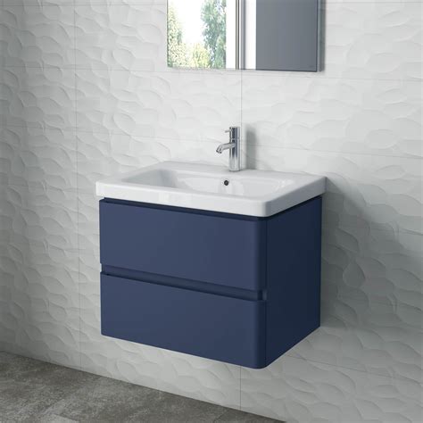 RAK Resort 650mm Wide Wall Hung 2-Drawer Matt Vanity Unit With Basin