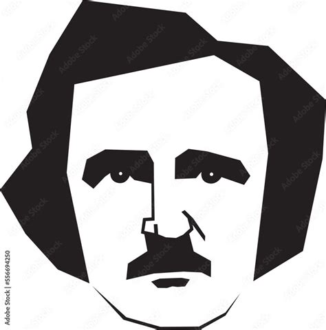 Edgar Allan Poe, Stylized Black and White Vector Illustration Stock ...