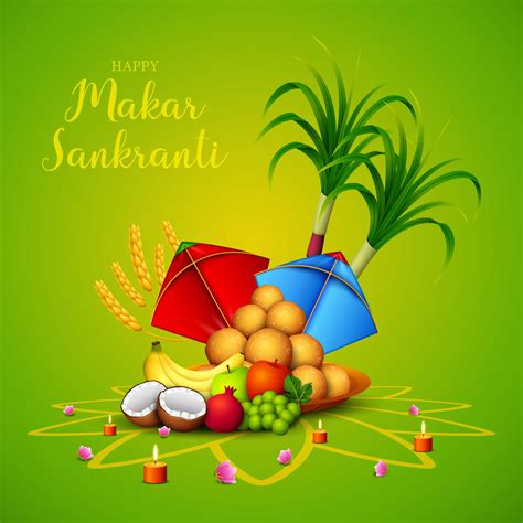 Makar sankranti greeting card with colorful kites 12027661 Vector Art ...