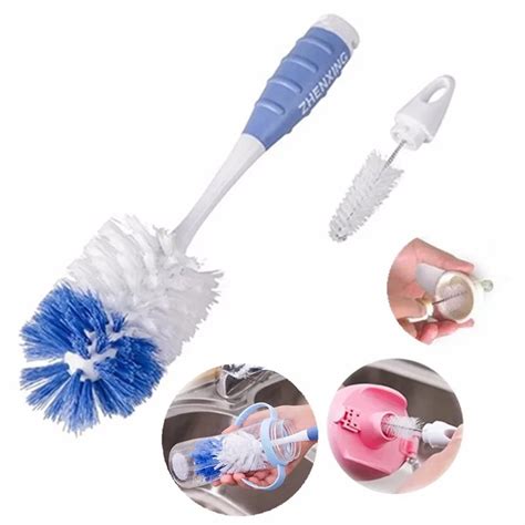 2 IN 1 Baby Bottle Brush Cleaning Kids Milk Feed Bottles Baby Tools ...