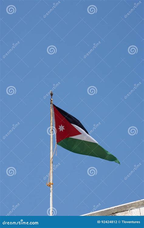 Jordanian Flag stock photo. Image of jordan, middle, pole - 92424812