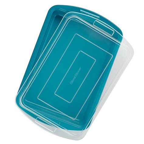 SilverStone Hybrid Ceramic Nonstick Bakeware Covered Cake Pan, 9-Inch x 13-Inch, Marine Blue ...