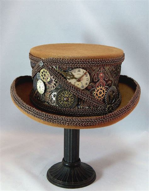 Steampunk coachman hat with jaquard covering Brown steampunk | Etsy ...