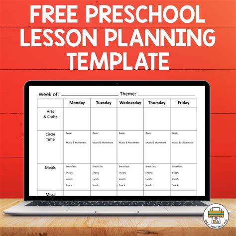 Free Preschool Lesson Planning Template - Pre-K Printable Fun