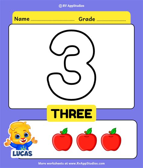 Number 3 Coloring sheet | Color 3 Number Printable Worksheet