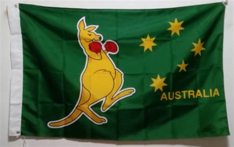 Kangaroo Boxing Australia Flag-Boxing Kangaroo Flag-3x5 Banner-100% po ...