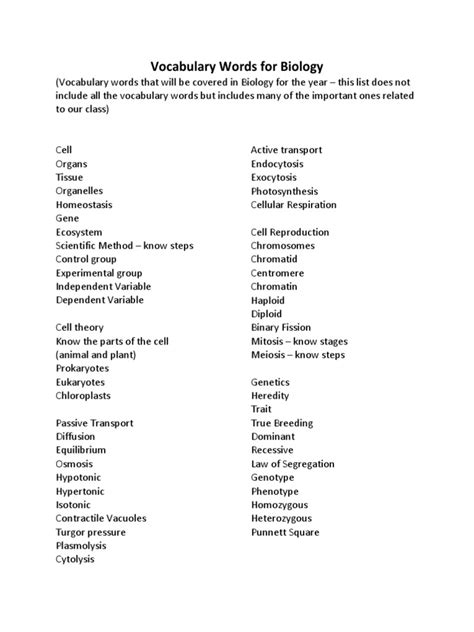 Biology Terms | PDF | Biology | Cell (Biology)