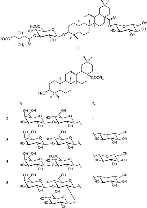 Triterpene saponins (1-5) from C. arvensis. | Download Scientific Diagram