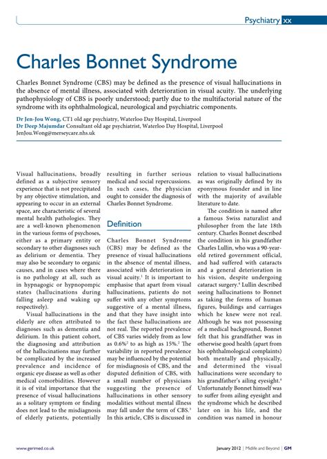 (PDF) Charles bonnet syndrome