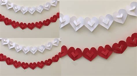 Paper Heart Garland DIY/ Wedding Day Decoration/ Simple Party Decoration Ideas/ Paper Heart ...