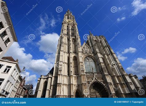 Antwerp cathedral, Belgium stock image. Image of skyline - 248198947