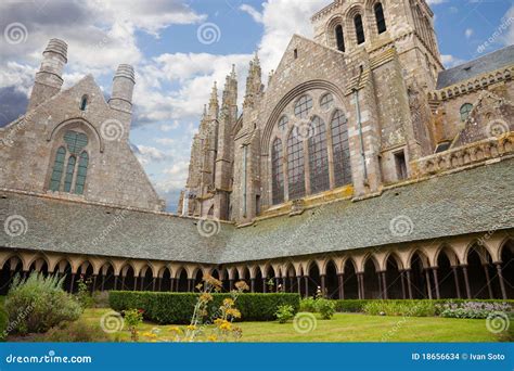 Cloister of Mont Saint Michel, France Stock Photo - Image of tower ...